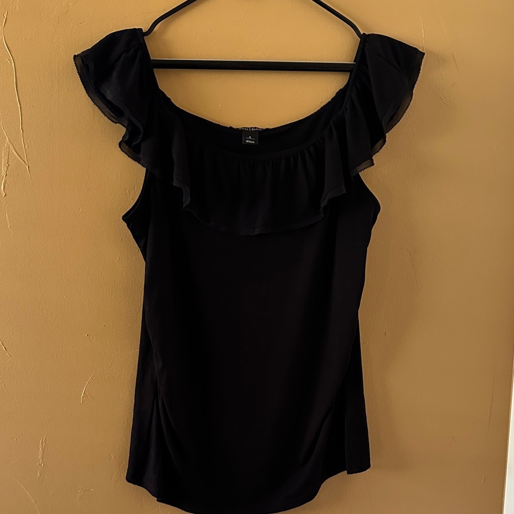 White House Black Market Off-Shoulder Black Blouse